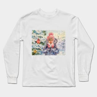 Winter girl blowing snow Long Sleeve T-Shirt